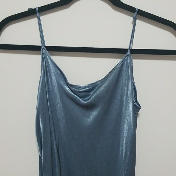 VINTAGE Blue Silky Dress - Picture 2 of 3